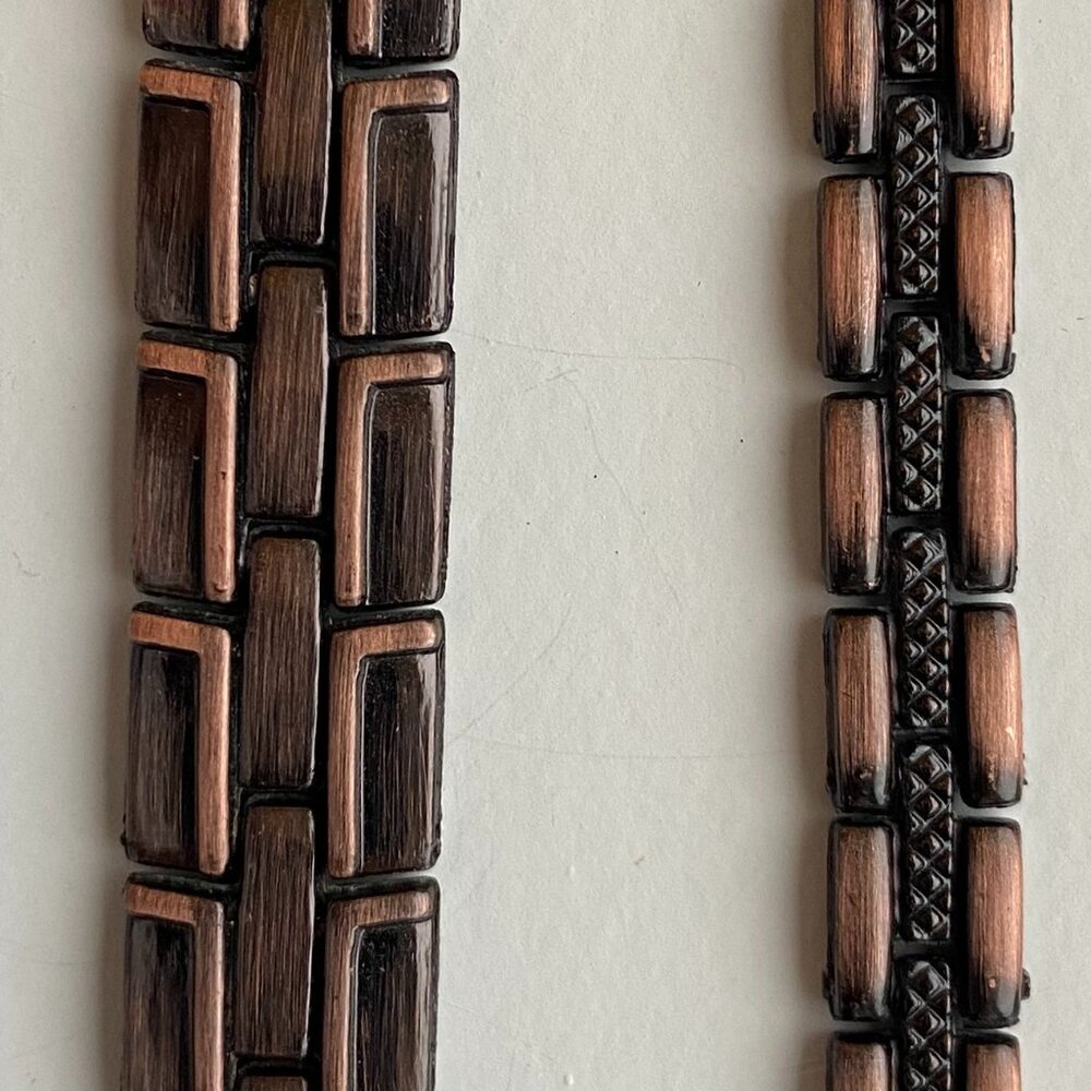 Copper-Tone Link Bracelet Pair